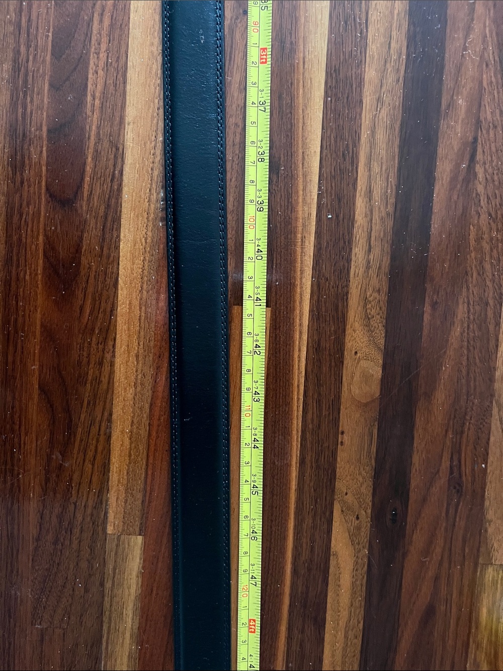 Lands’ End Black Leather Belt Sz 54 60” Long Silver Buckle Big & Tall - Picture 8 of 15